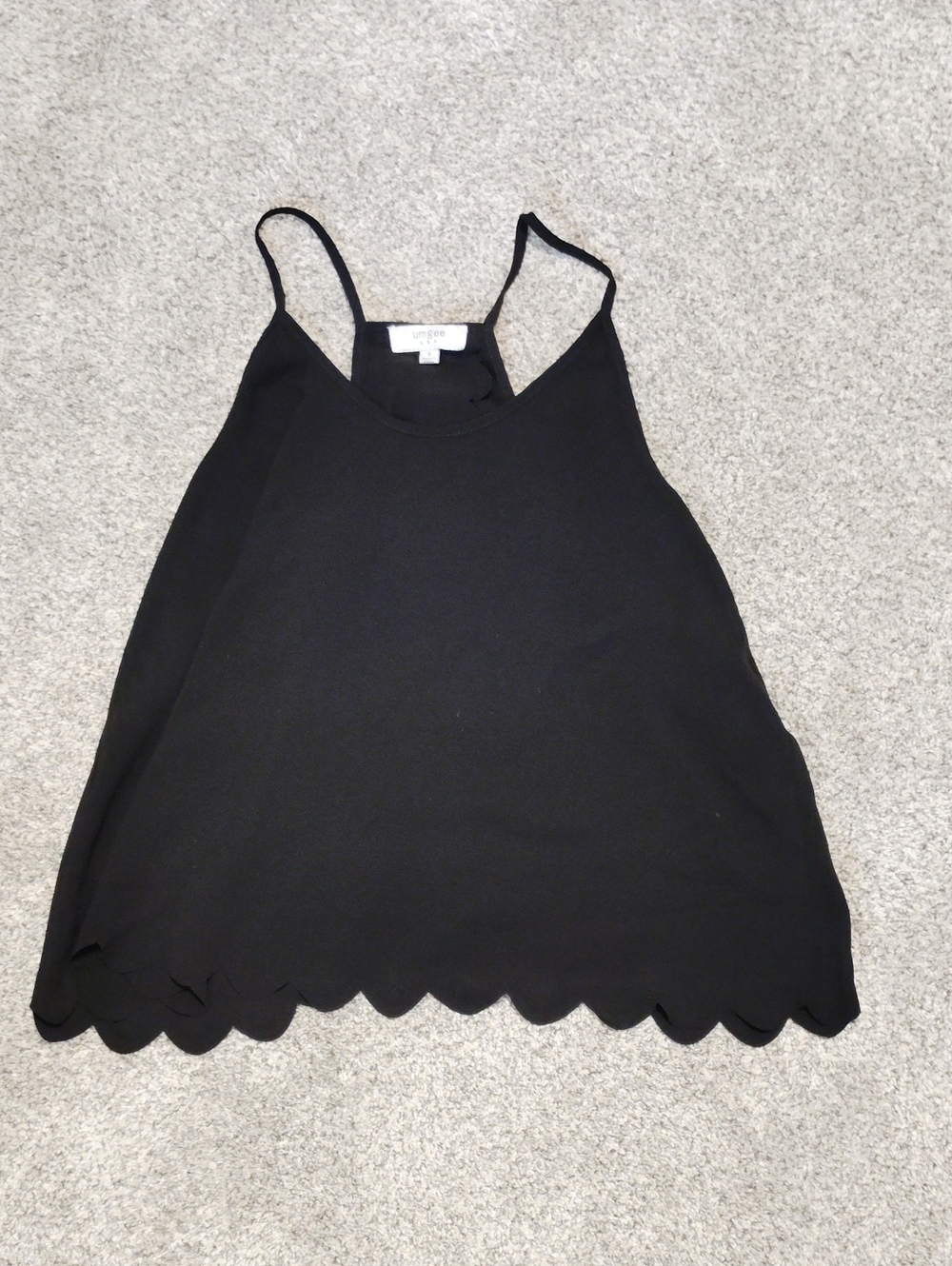 Umgee Black Scalloped-Hem Spaghetti Strap Camisole